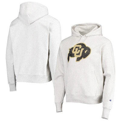 Men's Champion Heathered Gray Colorado Buffaloes Team Vault Logo Reverse Weave Pullover Hoodie