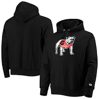 Men's Champion Black Georgia Bulldogs Vault Logo Reverse Weave Pullover Hoodie