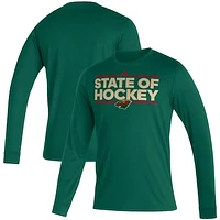 Men's adidas Green Minnesota Wild Dassler AEROREADY Creator Long Sleeve T-Shirt