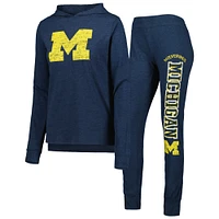 Women's Concepts Sport Navy Michigan Wolverines Long Sleeve Hoodie T-Shirt & Pants Sleep Set