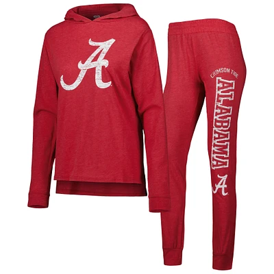 Women's Concepts Sport Crimson Alabama Crimson Tide Long Sleeve Hoodie T-Shirt & Pants Sleep Set