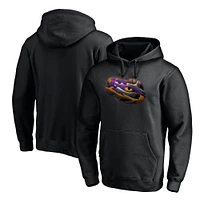 Men's Fanatics Black LSU Tigers Team Midnight Mascot Fitted Pullover Hoodie