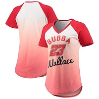 Women's Touch White/Red Bubba Wallace Shortstop Ombre Raglan V-Neck T-Shirt