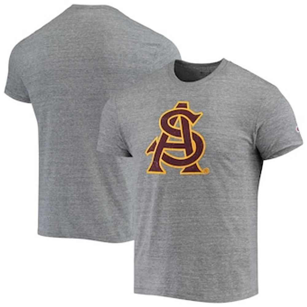 Men's Champion Heathered Charcoal Arizona State Sun Devils Vault Logo Tri-Blend T-Shirt