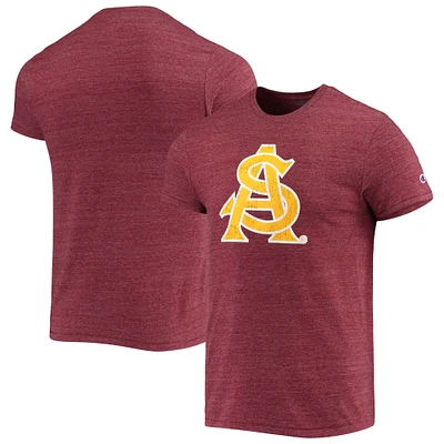 Men's Champion Heathered Maroon Arizona State Sun Devils Vault Logo Tri-Blend T-Shirt