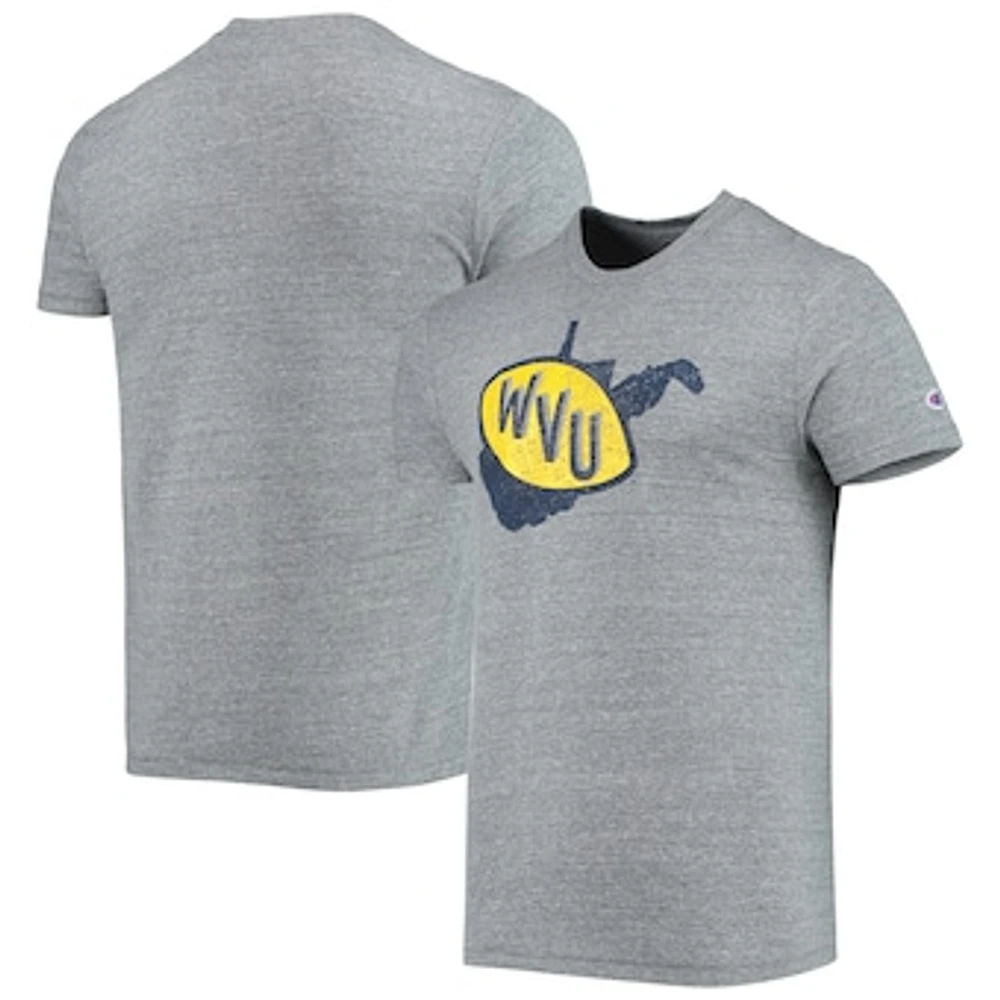 Men's Champion Heathered Charcoal West Virginia Mountaineers Vault Logo Tri-Blend T-Shirt