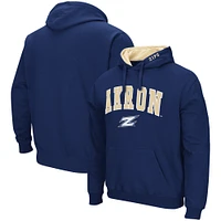 Men's Colosseum Navy Akron Zips Arch and Logo Pullover Hoodie