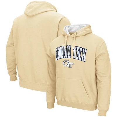 Men's Colosseum Gold Georgia Tech Yellow Jackets Arch and Logo Pullover Hoodie