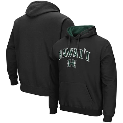 Men's Colosseum Black Hawaii Warriors Arch and Logo Pullover Hoodie