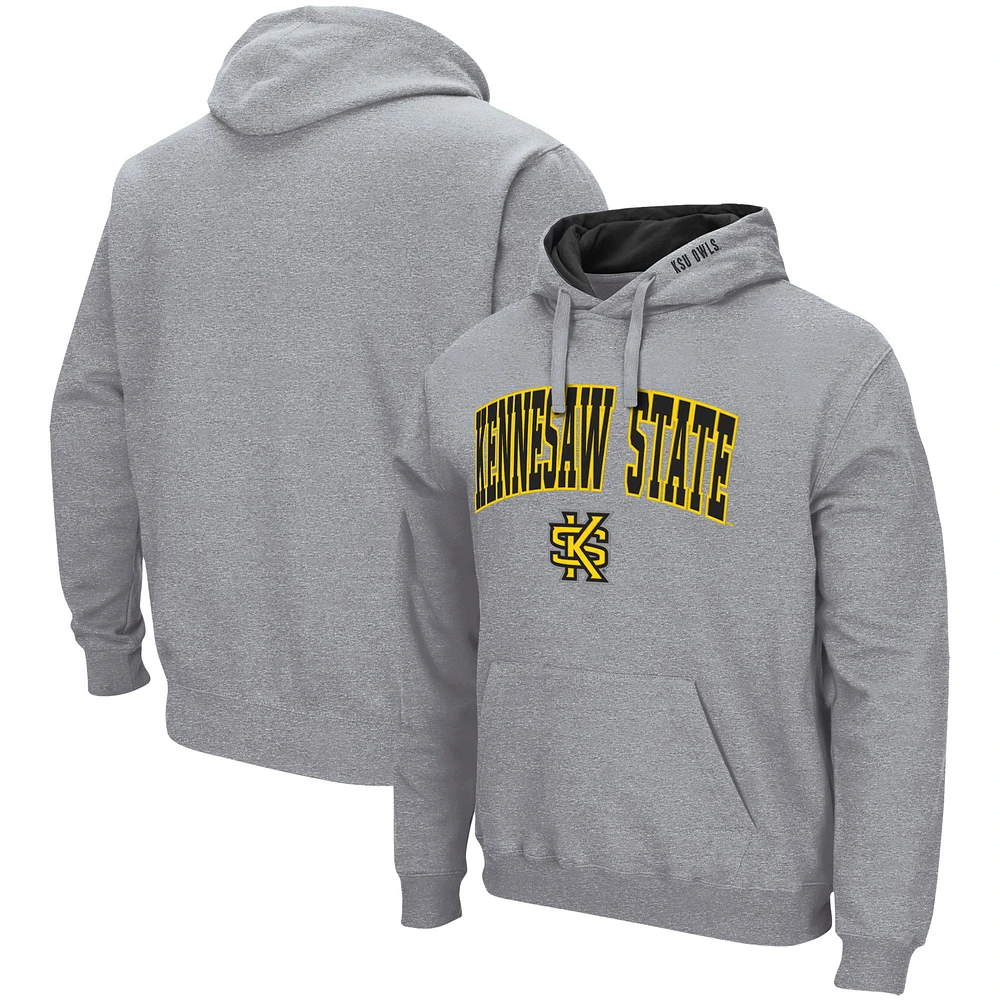 Men's Colosseum Heathered Gray Kennesaw State Owls Arch and Logo Pullover Hoodie