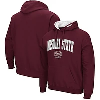 Men's Colosseum Maroon Missouri State University Bears Arch and Logo Pullover Hoodie