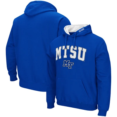 Men's Colosseum Royal MTSU Blue Raiders Arch and Logo Pullover Hoodie