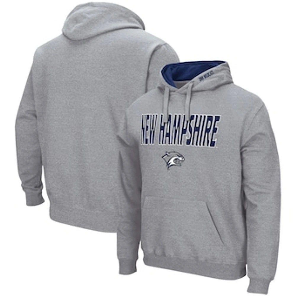 Men's Colosseum Heathered Gray New Hampshire Wildcats Arch and Logo Pullover Hoodie