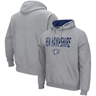 Men's Colosseum Heathered Gray New Hampshire Wildcats Arch and Logo Pullover Hoodie