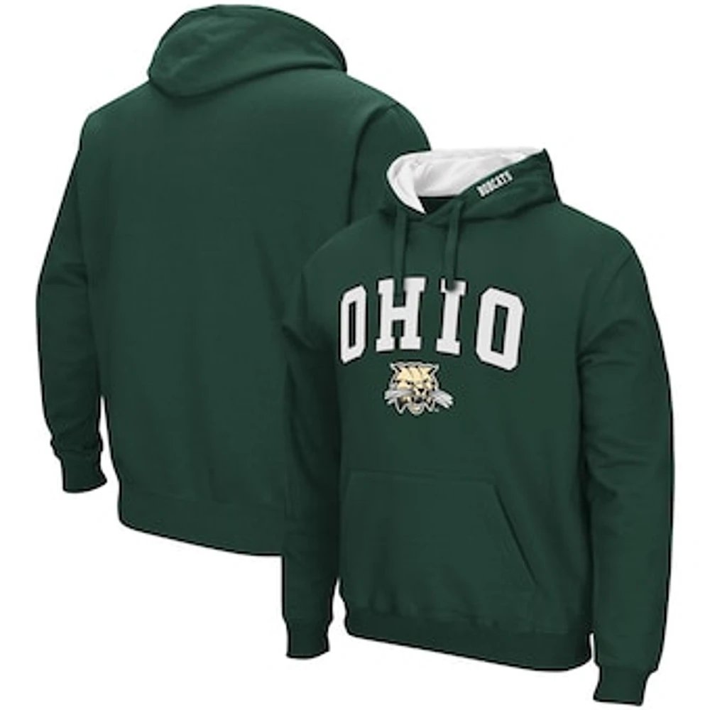 Men's Colosseum Green Ohio Bobcats Arch and Logo Pullover Hoodie