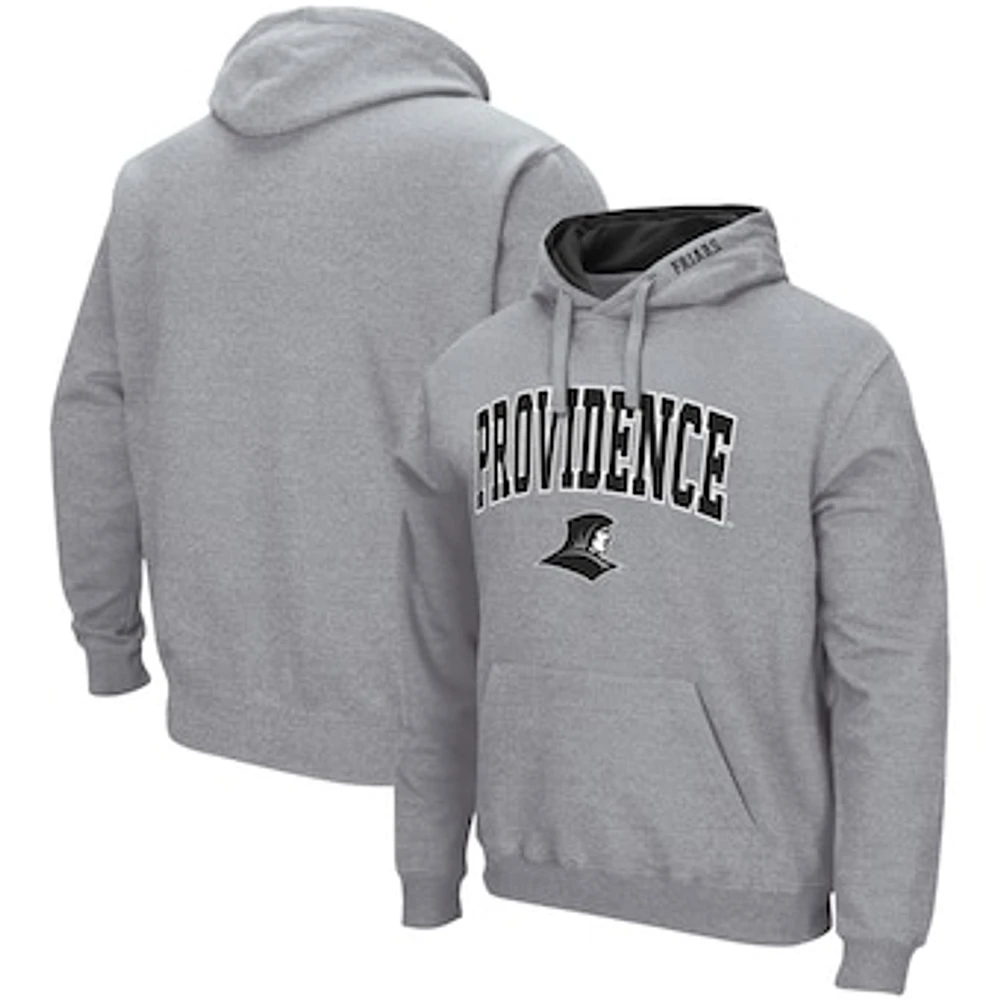 Men's Colosseum Heathered Gray Providence Friars Arch and Logo Pullover Hoodie