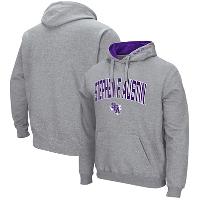 Men's Colosseum Heathered Gray Stephen F Austin Lumberjacks Arch and Logo Pullover Hoodie