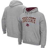 Men's Colosseum Heathered Gray Texas State Bobcats Arch and Logo Pullover Hoodie