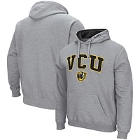 Men's Colosseum Heathered Gray VCU Rams Arch and Logo Pullover Hoodie