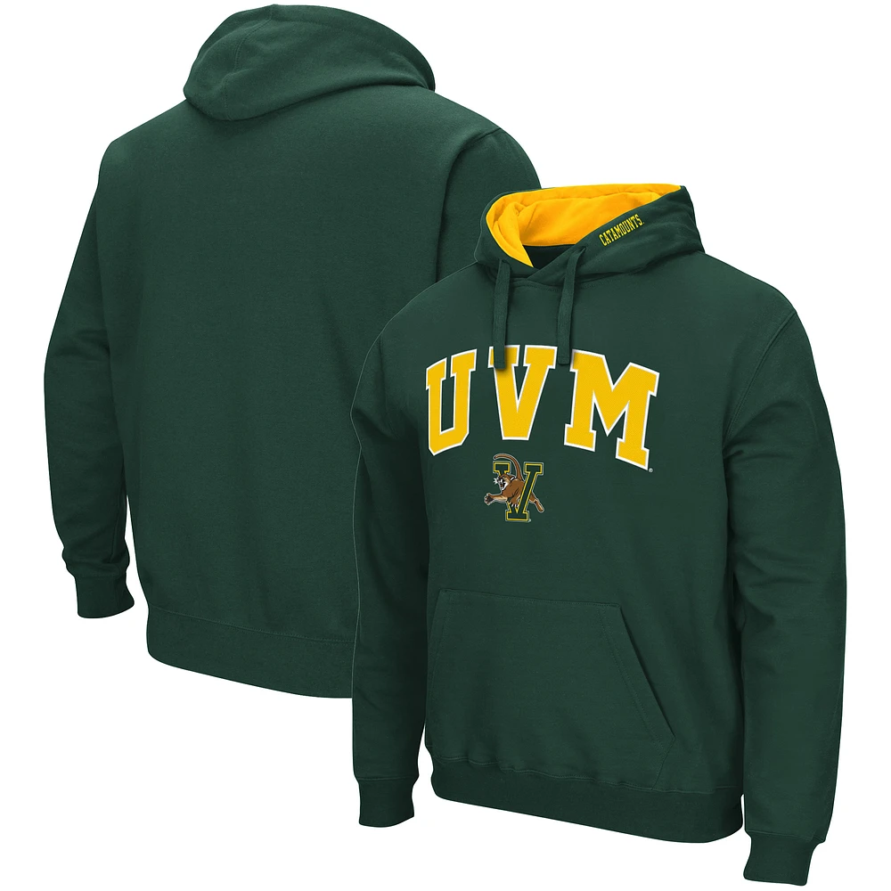 Men's Colosseum Green Vermont Catamounts Arch and Logo Pullover Hoodie