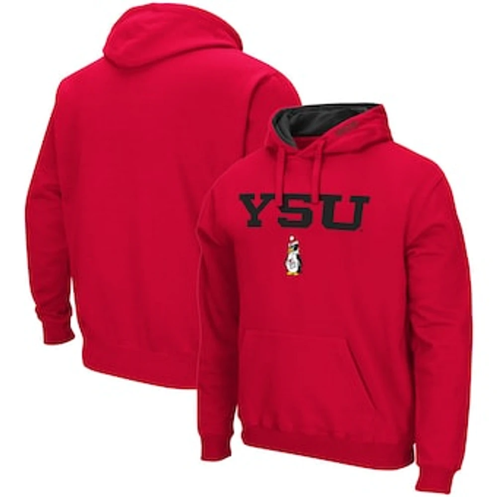 Men's Colosseum Red Youngstown State Penguins Arch and Logo Pullover Hoodie