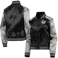 Women's Mitchell & Ness Black Las Vegas Raiders Team 2.0 Satin Raglan Full-Snap Jacket