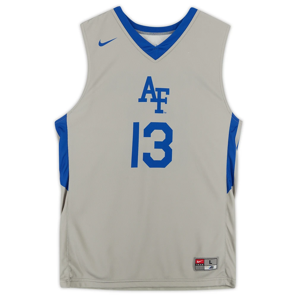 Air Force Falcons Team-Issued #13 Gray Jersey with Blue Collar from the Basketball Program - Size L