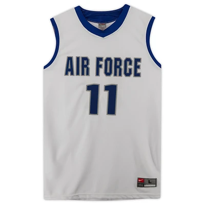 Air Force Falcons Team-Issued #11 White Jersey with Blue Collar from the Basketball Program - Size L