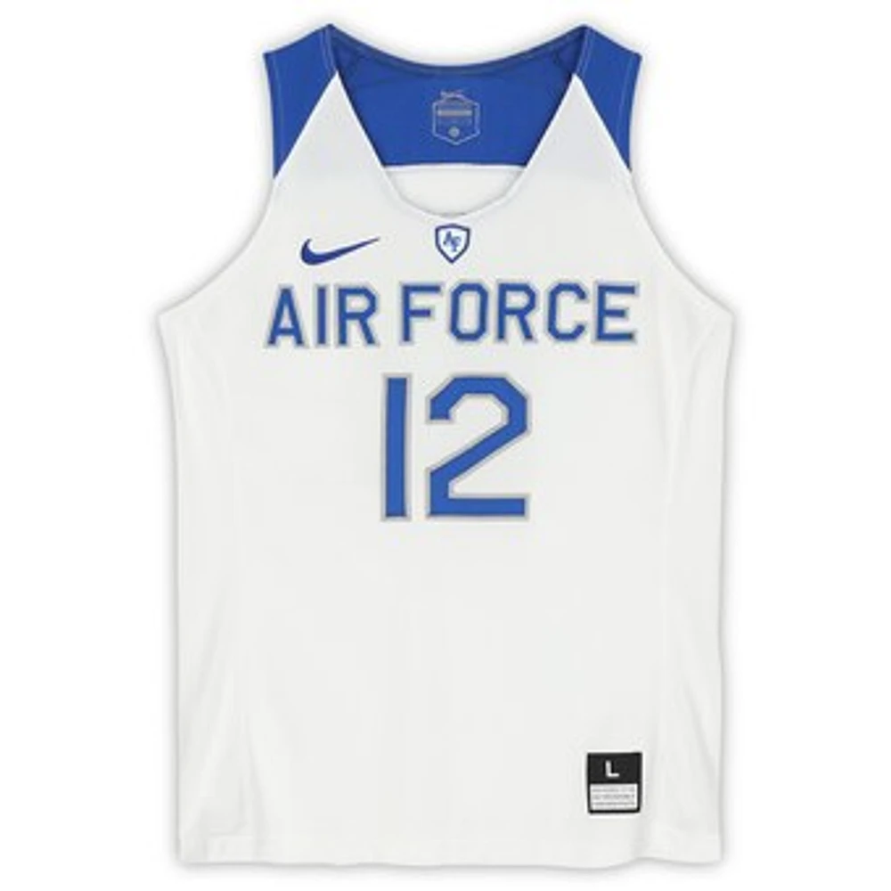 Air Force Falcons Nike Team-Issued #12 White Royal & Gray Camouflage Jersey from the Basketball Program - Size L