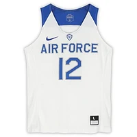 Air Force Falcons Nike Team-Issued #12 White Royal & Gray Camouflage Jersey from the Basketball Program - Size L