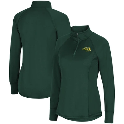 Women's Colosseum Green NDSU Bison Gnarly Raglan Quarter-Zip Jacket