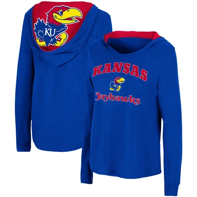 Women's Colosseum Royal Kansas Jayhawks Catalina Hoodie Long Sleeve T-Shirt