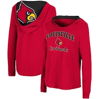 Women's Colosseum Red Louisville Cardinals Catalina Hoodie Long Sleeve T-Shirt