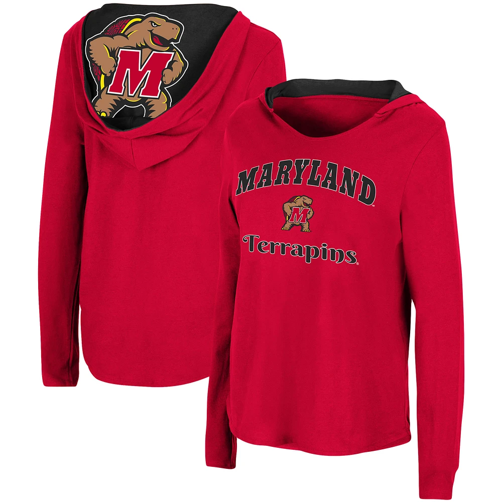 Women's Colosseum Red Maryland Terrapins Catalina Hoodie Long Sleeve T-Shirt