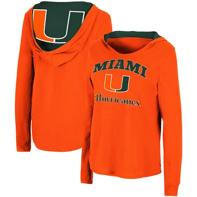 Women's Colosseum Orange Miami Hurricanes Catalina Hoodie Long Sleeve T-Shirt