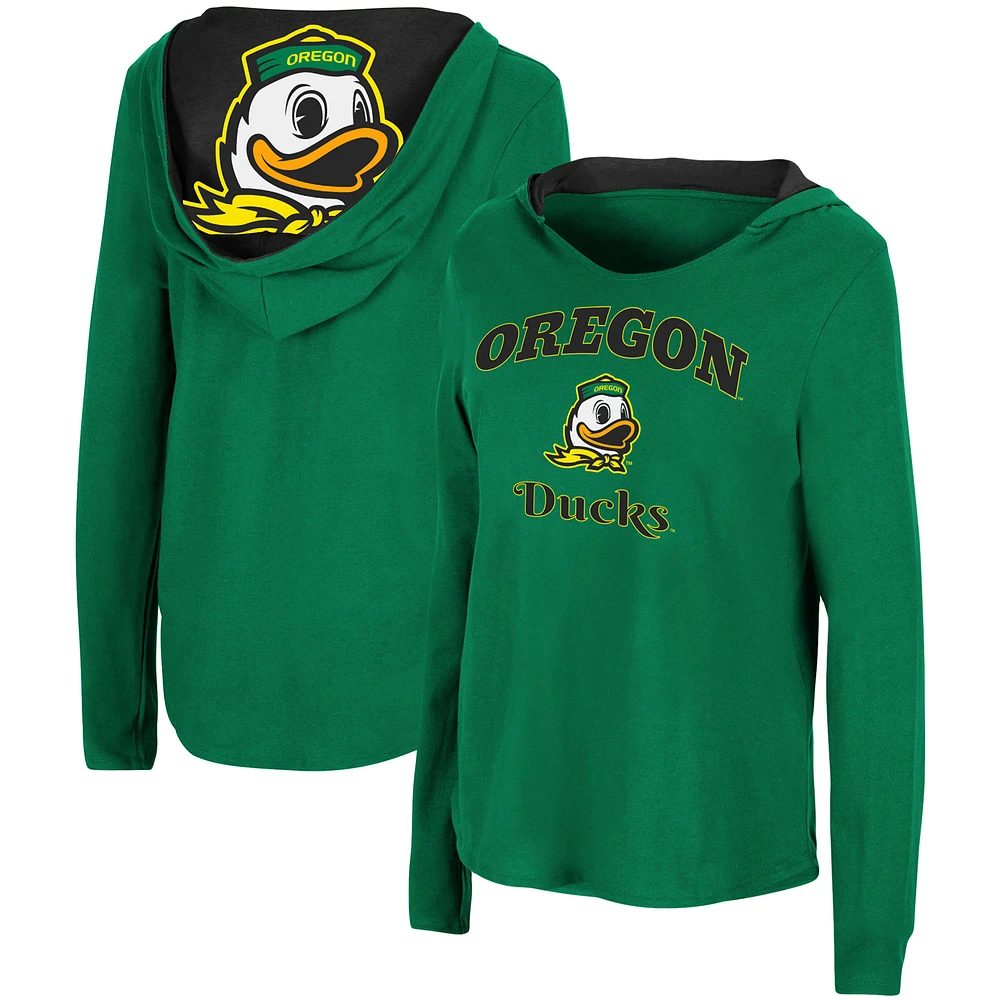 Women's Colosseum Green Oregon Ducks Catalina Hoodie Long Sleeve T-Shirt