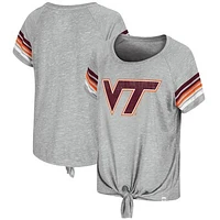 Women's Colosseum Heathered Gray Virginia Tech Hokies Boo You Knotted Raglan T-Shirt