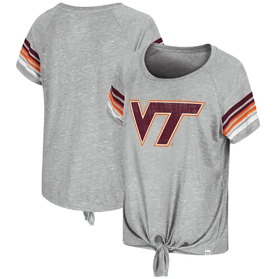 Women's Colosseum Heathered Gray Virginia Tech Hokies Boo You Knotted Raglan T-Shirt