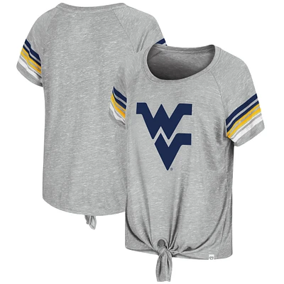 Women's Colosseum Heathered Gray West Virginia Mountaineers Boo You Knotted Raglan T-Shirt