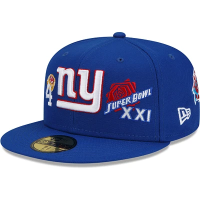 Men's New Era Royal York Giants 4x Super Bowl Champions Count The Rings - Fitted Hat