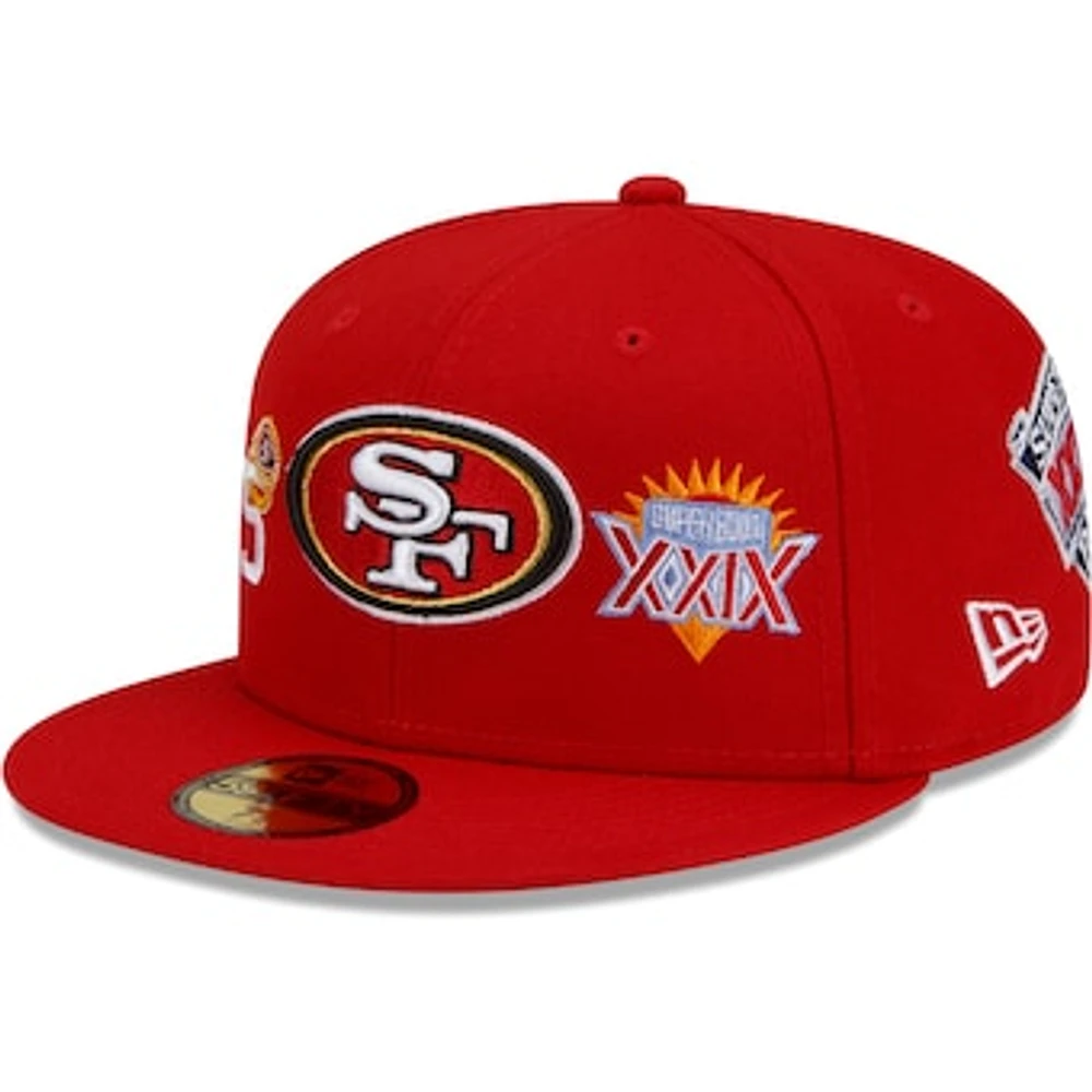 Men's New Era Scarlet San Francisco 49ers 5x Super Bowl Champions Count The Rings - Fitted Hat