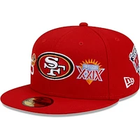 Men's New Era Scarlet San Francisco 49ers 5x Super Bowl Champions Count The Rings - Fitted Hat