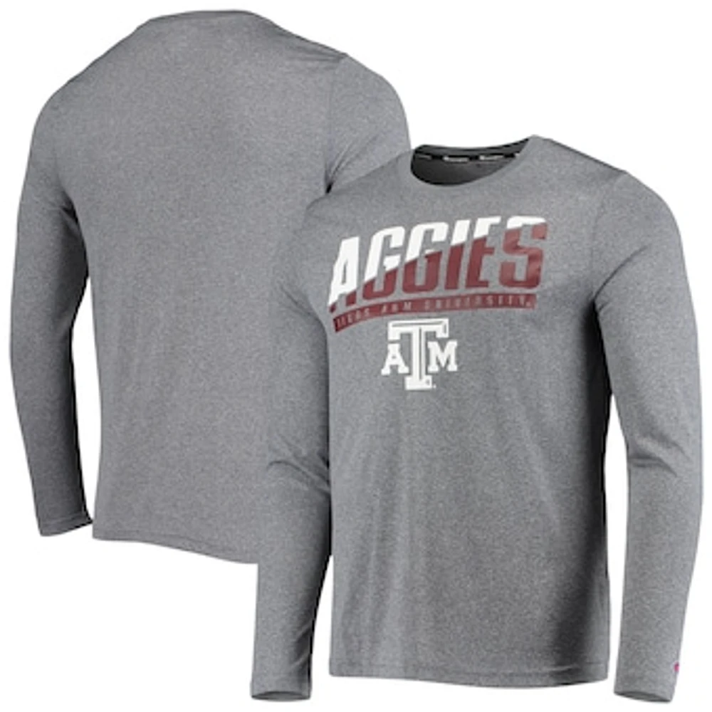 Men's Champion Gray Texas A&M Aggies Wordmark Slash Long Sleeve T-Shirt