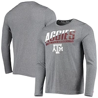 Men's Champion Gray Texas A&M Aggies Wordmark Slash Long Sleeve T-Shirt