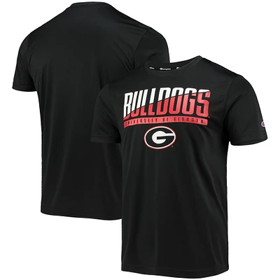 Men's Champion Black Georgia Bulldogs Wordmark Slash T-Shirt