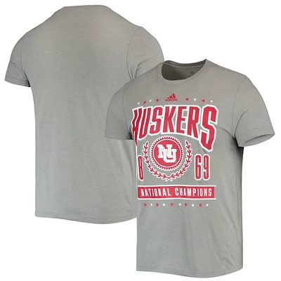 Men's adidas Heathered Gray Nebraska Huskers Reminisce Tri-Blend T-Shirt