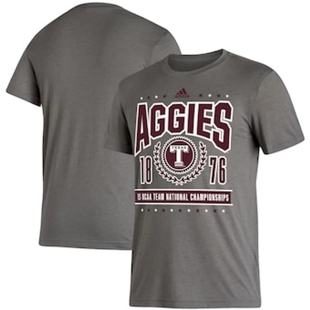 Men's adidas Heather Charcoal Texas A&M Aggies 13 NCAA Team National Championships Reminisce Tri-Blend T-Shirt