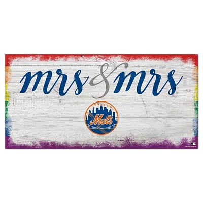 New York Mets 6'' x 12'' Pride Mrs & Mrs Sign