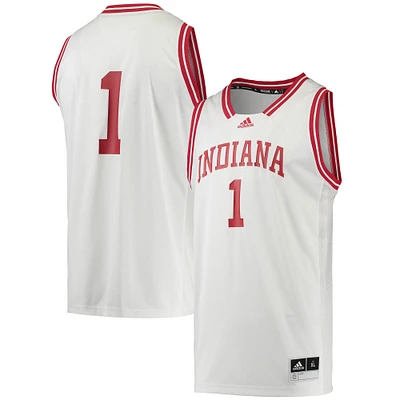 Men's adidas #1 White Indiana Hoosiers Reverse Retro Jersey