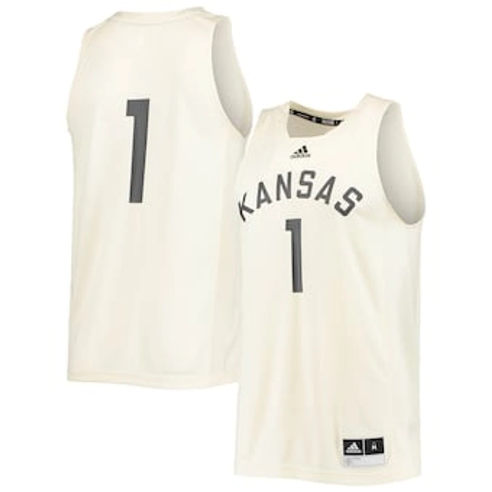 Men's adidas #1 Cream Kansas Jayhawks Reverse Retro Jersey